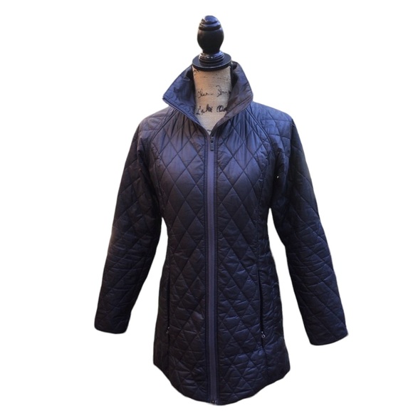 Columbia Omni-Heat Quilted Puffer Coat Thermal Comfort Dark Gray